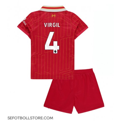 Liverpool Virgil van Dijk #4 Replika babykläder Hemmaställ Barn 2024-25 Kortärmad (+ korta byxor)